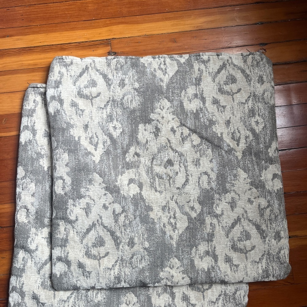Gray and Cream Ikat Patterned Throw Pillow Covers (2) 24x24"